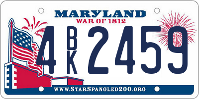 MD license plate 4BK2459