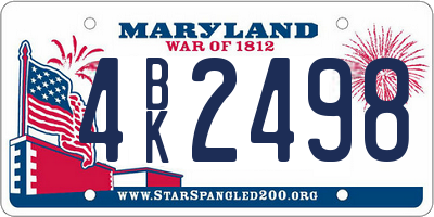 MD license plate 4BK2498