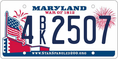 MD license plate 4BK2507