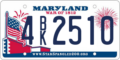 MD license plate 4BK2510
