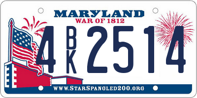 MD license plate 4BK2514