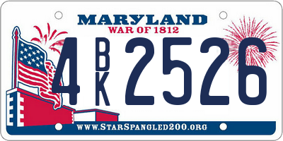 MD license plate 4BK2526