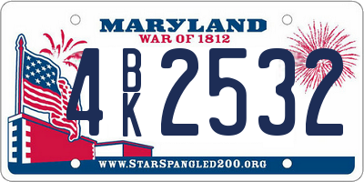 MD license plate 4BK2532