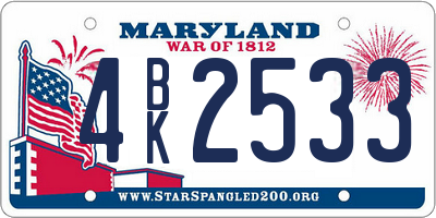 MD license plate 4BK2533
