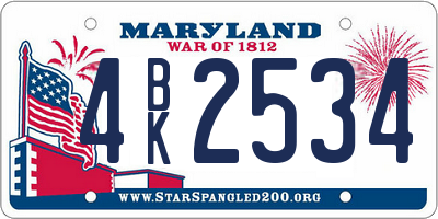 MD license plate 4BK2534