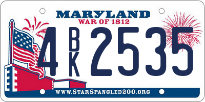 MD license plate 4BK2535