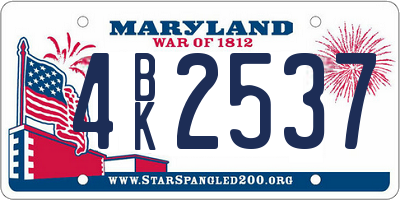 MD license plate 4BK2537