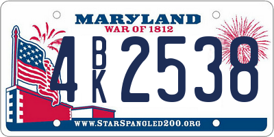 MD license plate 4BK2538