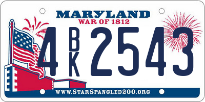 MD license plate 4BK2543