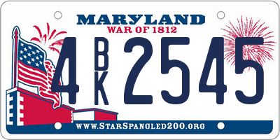 MD license plate 4BK2545