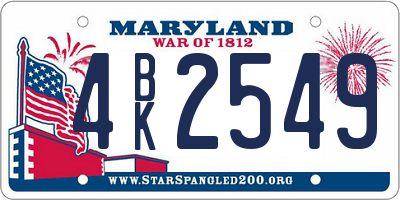 MD license plate 4BK2549