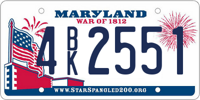 MD license plate 4BK2551
