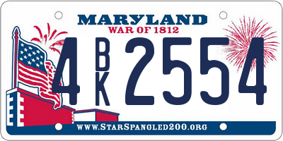 MD license plate 4BK2554