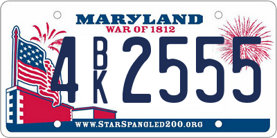 MD license plate 4BK2555