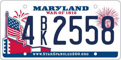 MD license plate 4BK2558