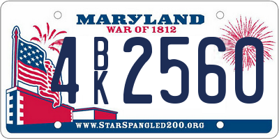 MD license plate 4BK2560