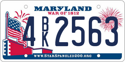 MD license plate 4BK2563