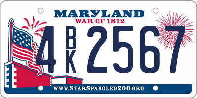 MD license plate 4BK2567