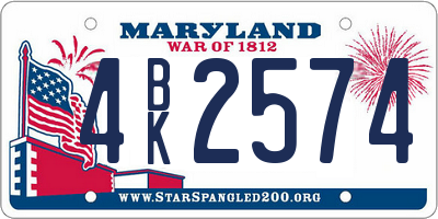MD license plate 4BK2574