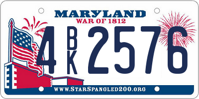 MD license plate 4BK2576