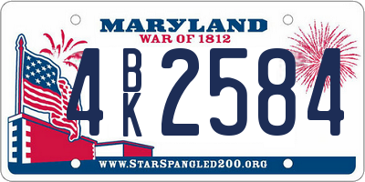 MD license plate 4BK2584