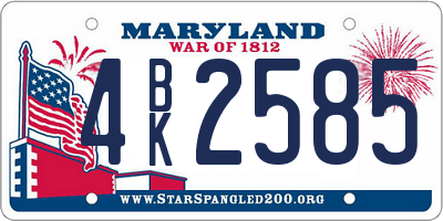 MD license plate 4BK2585