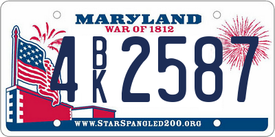 MD license plate 4BK2587