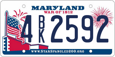 MD license plate 4BK2592