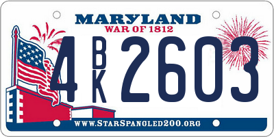 MD license plate 4BK2603