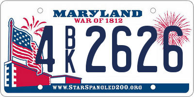 MD license plate 4BK2626