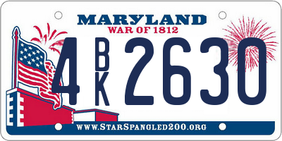 MD license plate 4BK2630