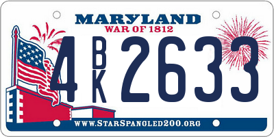 MD license plate 4BK2633