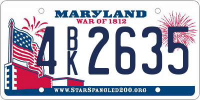 MD license plate 4BK2635