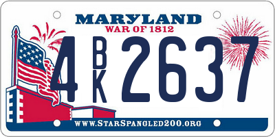 MD license plate 4BK2637