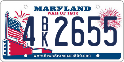 MD license plate 4BK2655