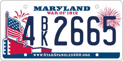 MD license plate 4BK2665