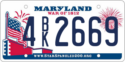 MD license plate 4BK2669