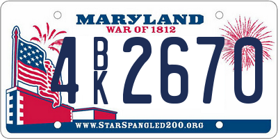 MD license plate 4BK2670