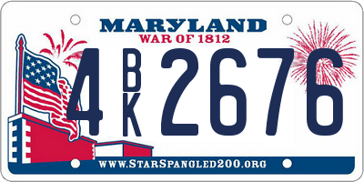 MD license plate 4BK2676