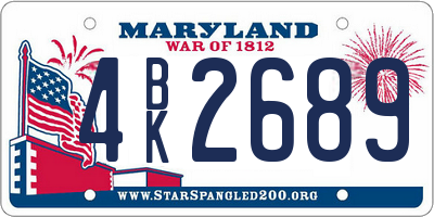MD license plate 4BK2689