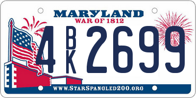 MD license plate 4BK2699