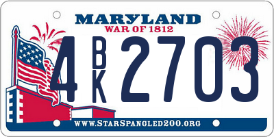 MD license plate 4BK2703