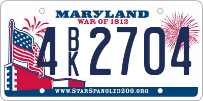 MD license plate 4BK2704