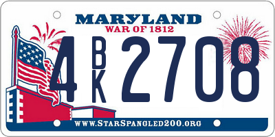 MD license plate 4BK2708
