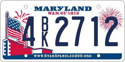 MD license plate 4BK2712