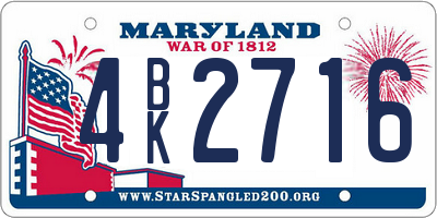 MD license plate 4BK2716
