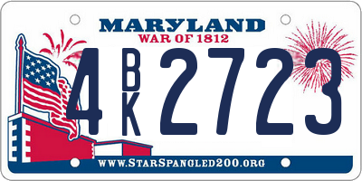 MD license plate 4BK2723