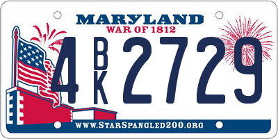 MD license plate 4BK2729