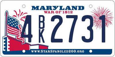 MD license plate 4BK2731