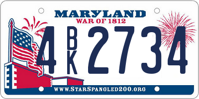 MD license plate 4BK2734